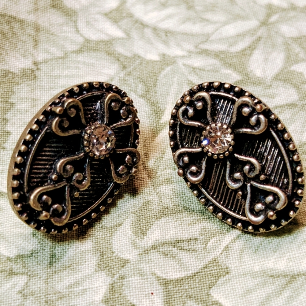 Oval Celtic Cross Pierced Earrings